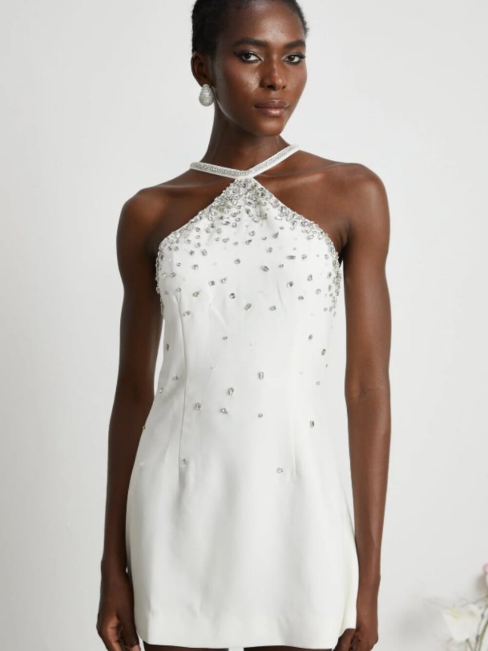 Miss Rosier Xanthea White Embellished Mini Dress (Runs Small)
